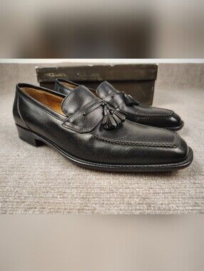 Men's Black Mezlan 2135 Leather Loafers Slip Ons Shoes Size 9 M Spain